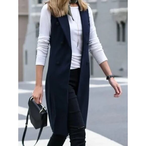 Rag & Bone Sleeveless Wool Blend Zipper Long Vest Jacket NWT Sz. 6 - Picture 1 of 9